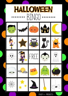 Free Printable Halloween Bingo Cards by Crazy Little Projects